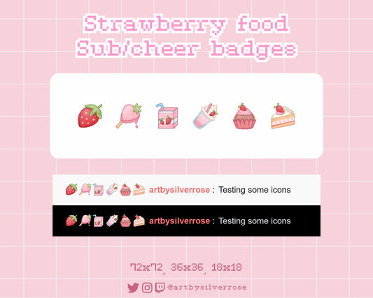 Strawberry food Twitch Sub badges/Bit badge