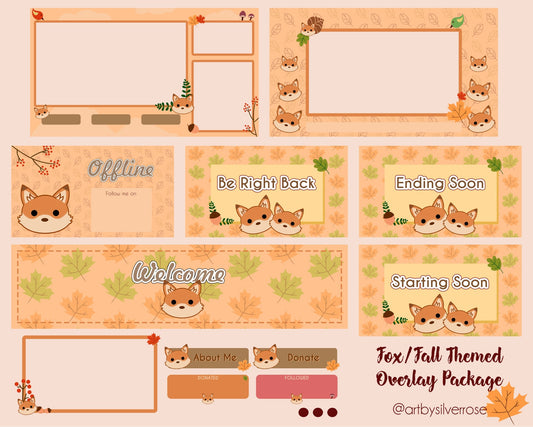 Twitch Overlay Package: Fox/Fall Themed | Not Animated