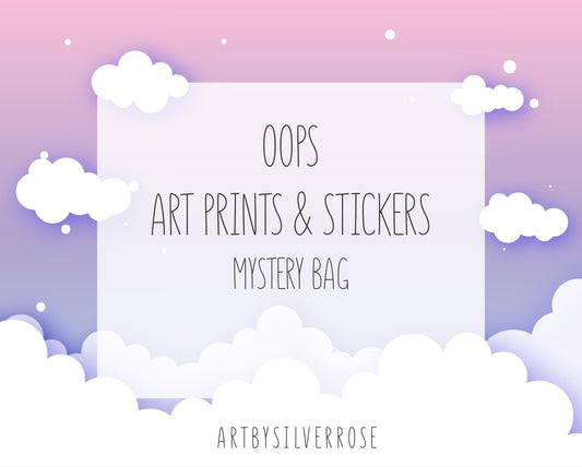 Oops Mystery bag. Art prints and stickers