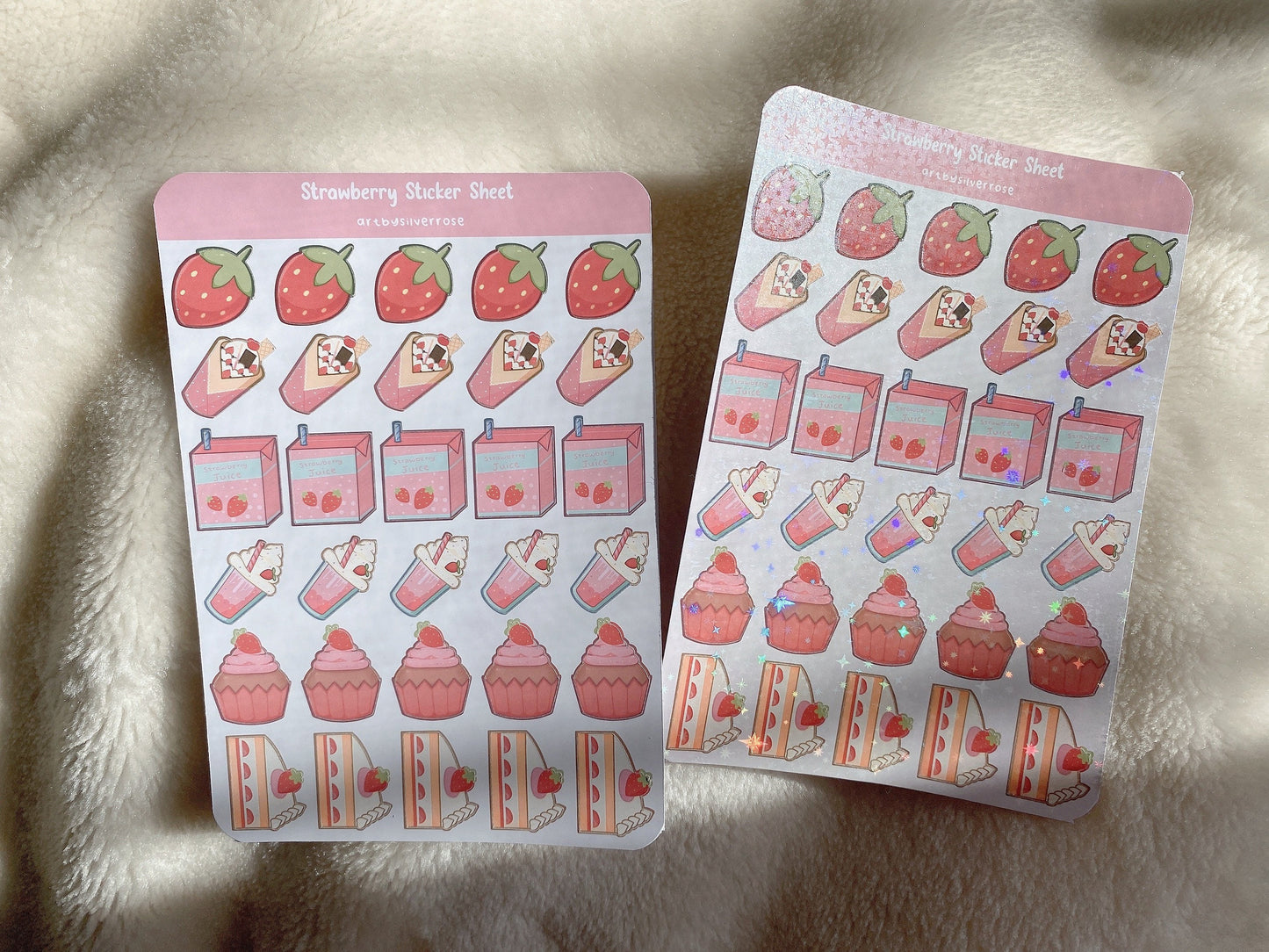 Strawberry food sticker sheet Glossy/Holographic