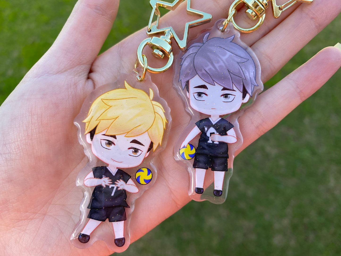 Haikyuu Acrylic Charm Atsumu & Osamu Miya | Epoxy Glitter |  2.5inch