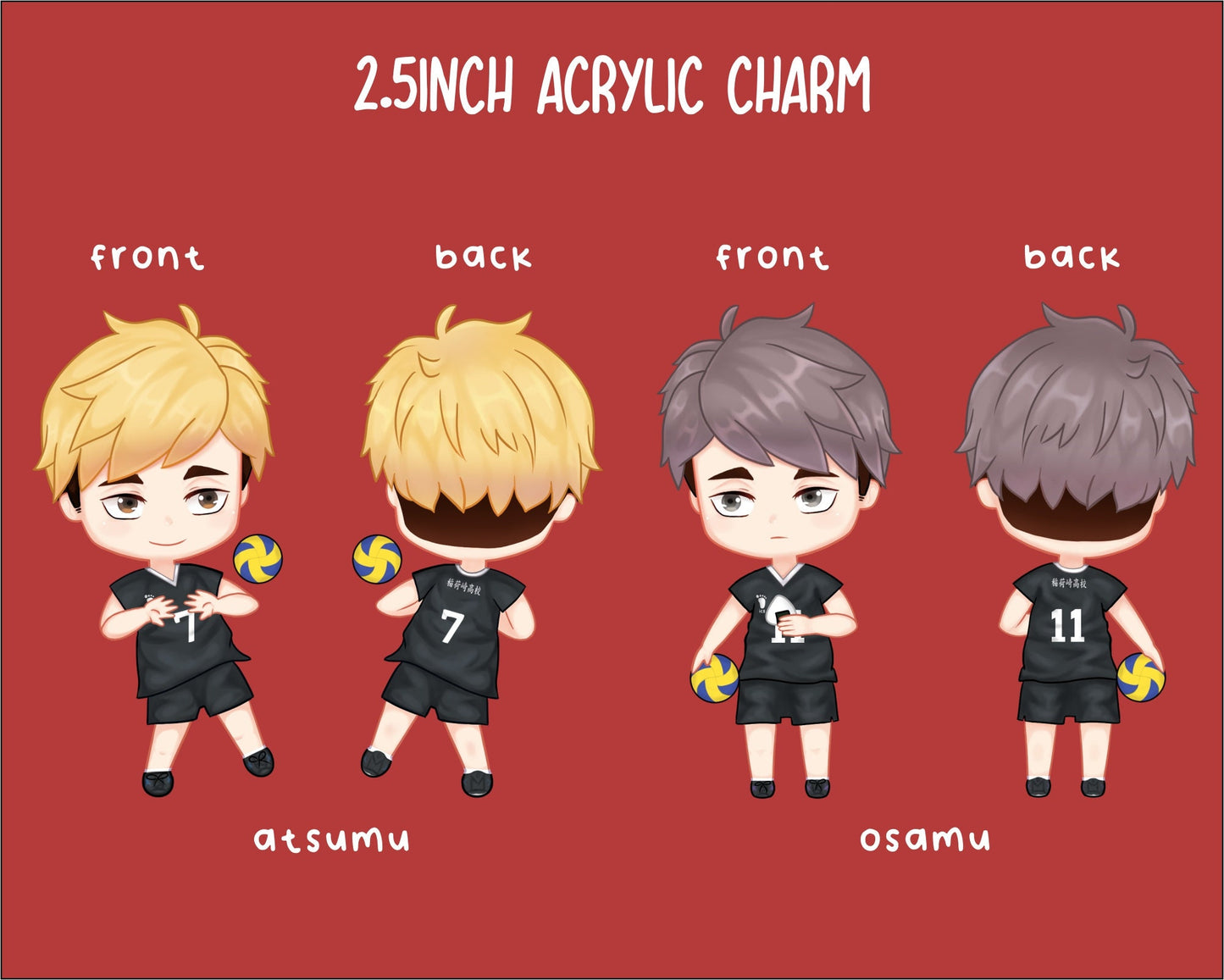 Haikyuu Acrylic Charm Atsumu & Osamu Miya | Epoxy Glitter |  2.5inch