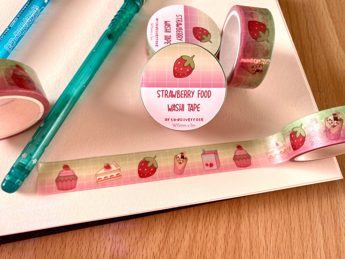 Cute Strawberry Dessert Washi Tape W15mm x 5m