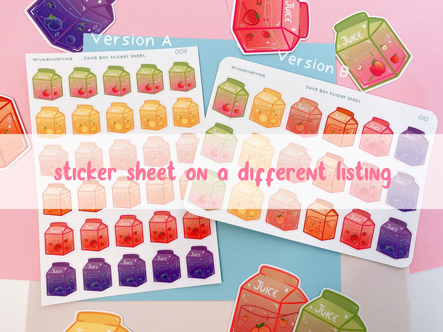 Aesthetic Juice box Sticker Set Glossy/Holographic water resist