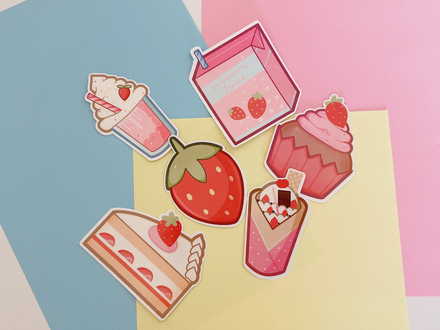 Cute strawberry food Sticker Set Glossy/Holographic water resist