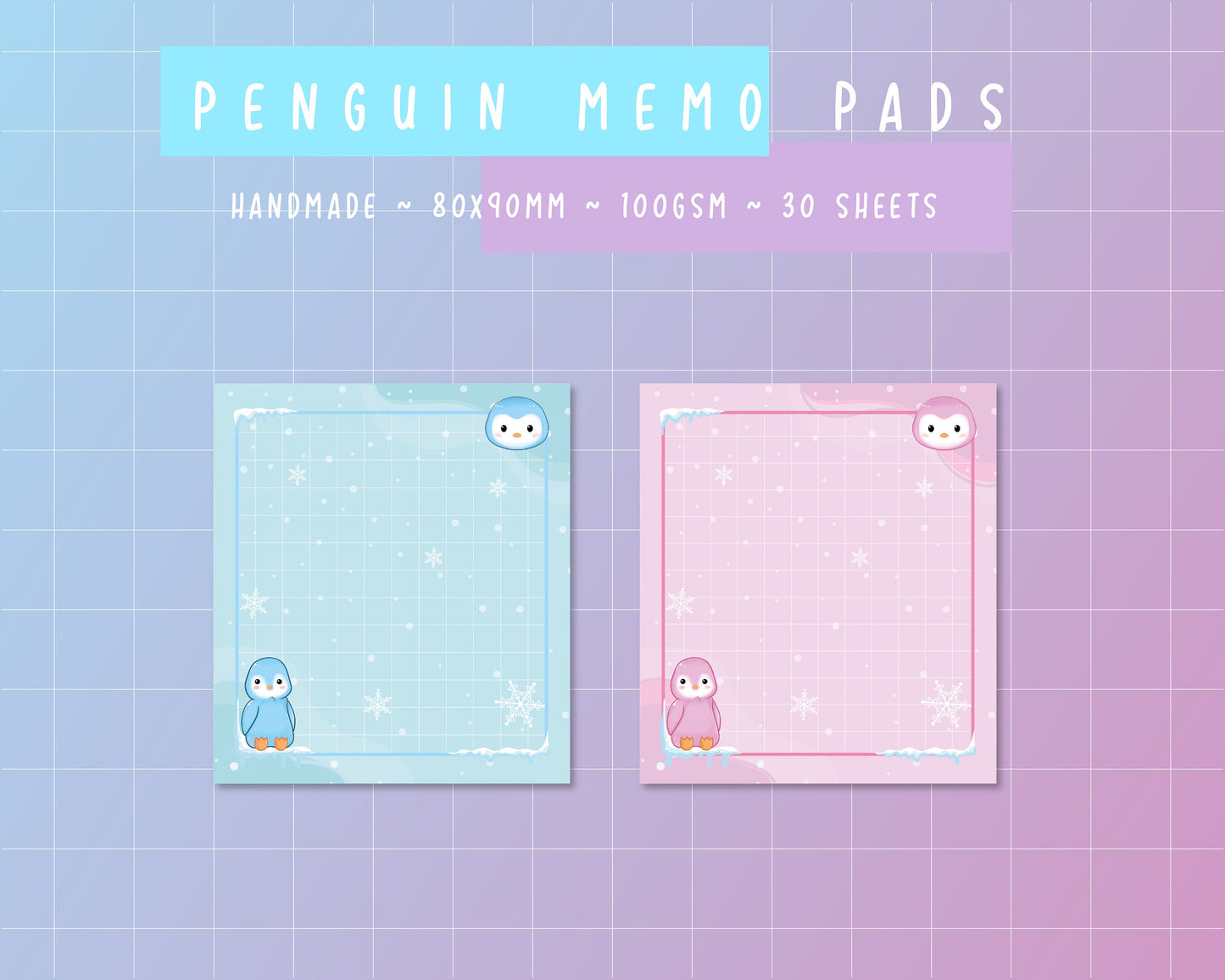 Handmade penguin winter memo/note pads | Cute