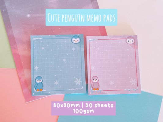 Handmade penguin winter memo/note pads | Cute