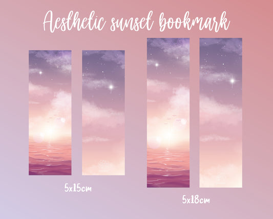 Aesthetic ocean sunset bookmark | double sided print & lamination