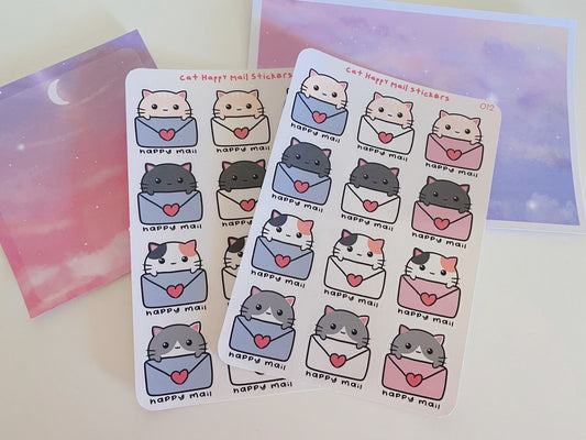 Cute Cat Happy Mail sticker sheet Glossy