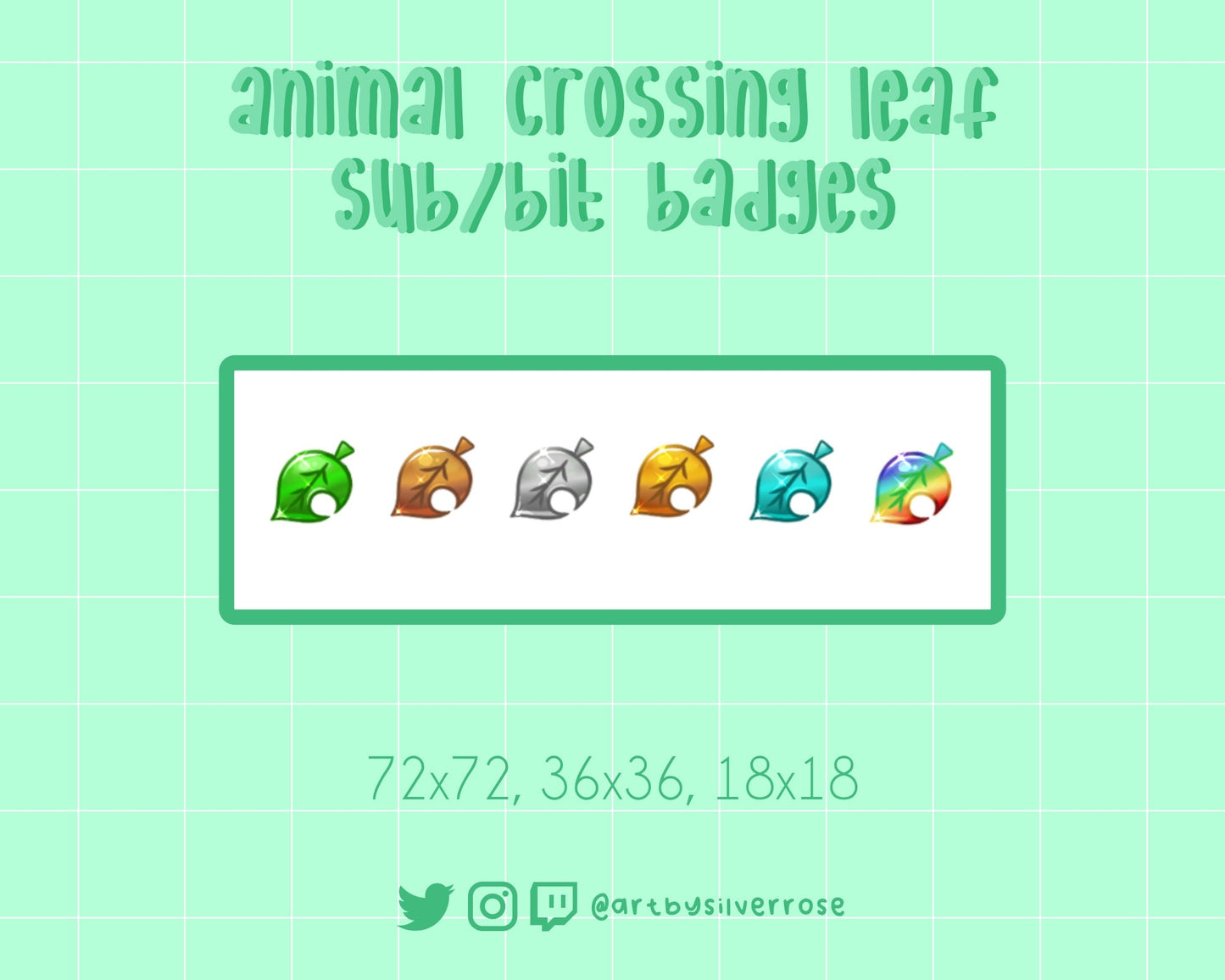 Animal Crossing leaf Twitch Sub badges/Bit badges Set