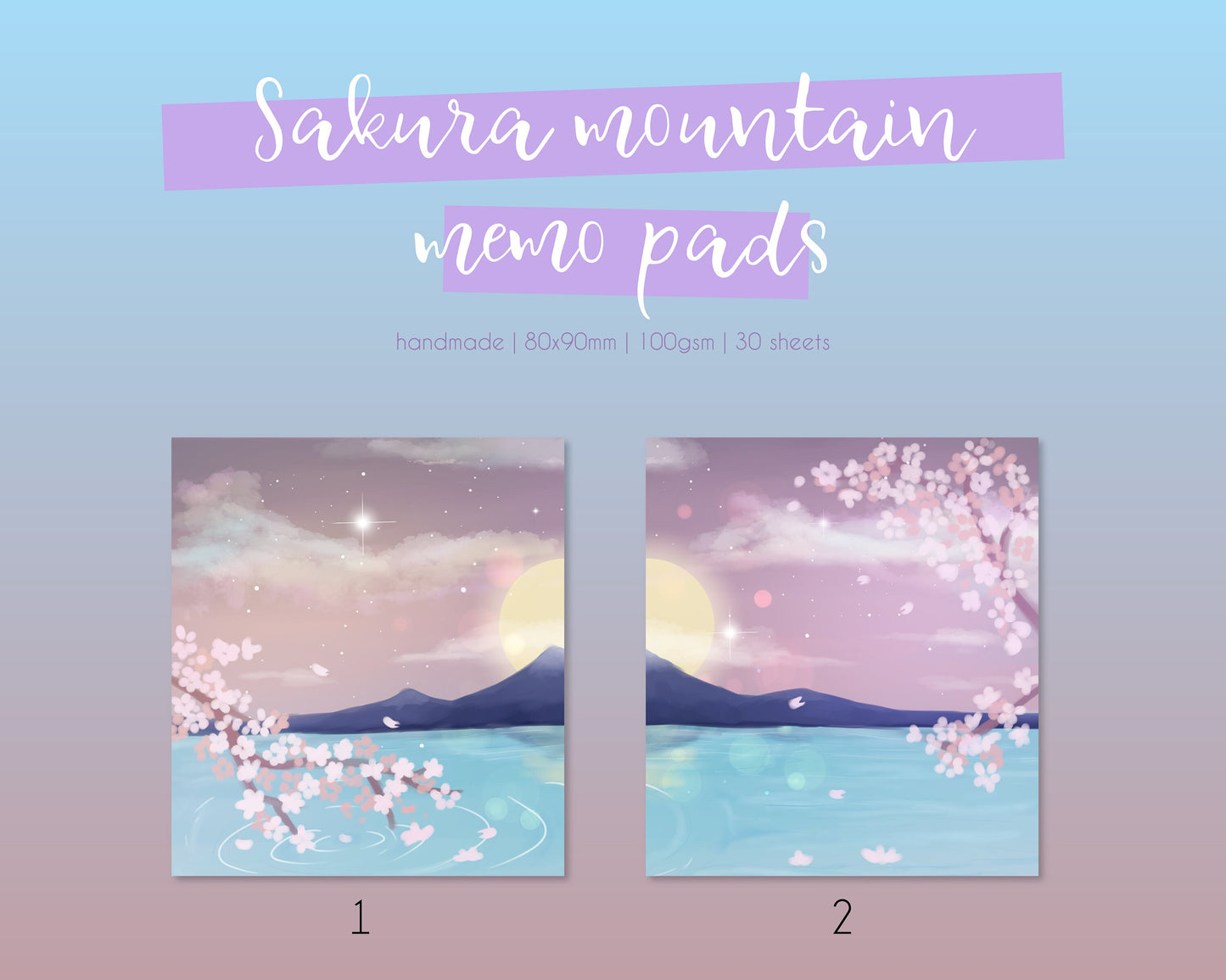 Handmade Sakura mountain memo/note pads 2.0