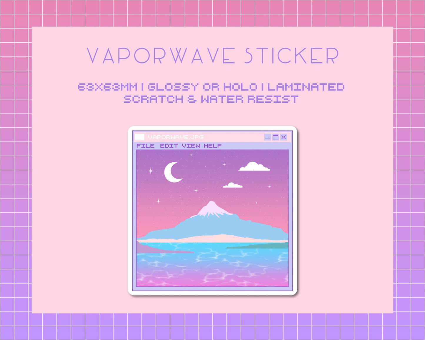 Vaporwave mountain sticker Glossy/Holographic